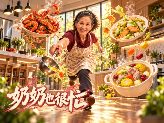 奶奶也很忙